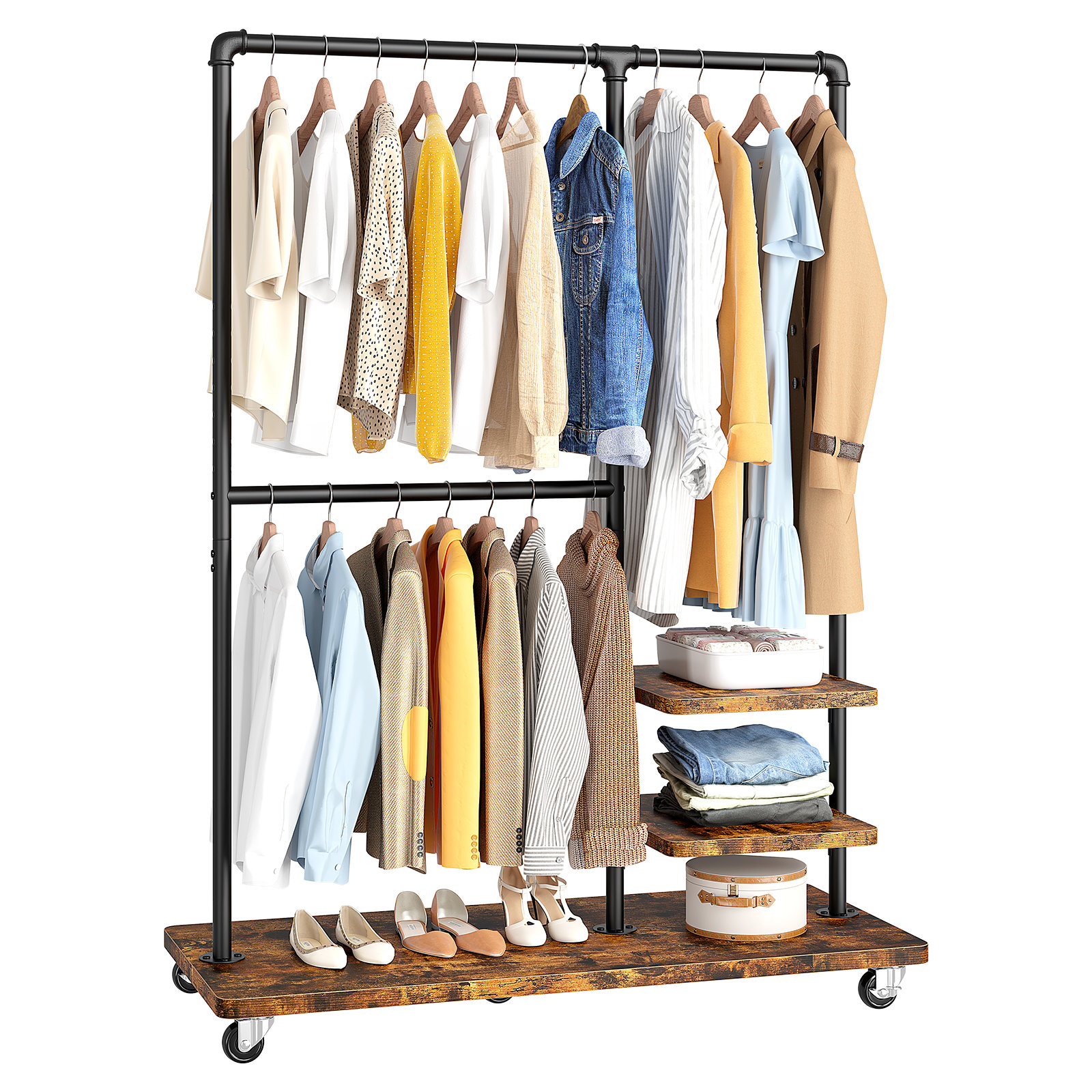 Industrial Minimal Pipe Clothing Rail / Garment Rack / Clothes Storage /  Rustic Color Custom Made 