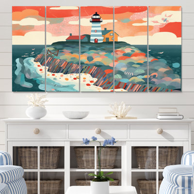 Phare côtier I - reproduction d'art sur toile - 5 panneaux égaux