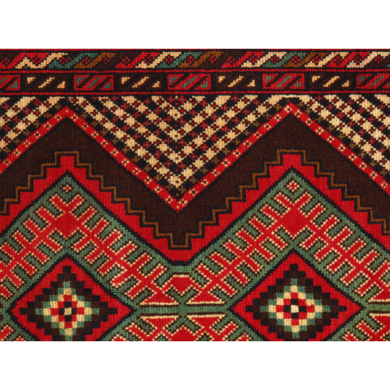Afghan Baluch Wool Southwestern Area Rug in Red/Brown