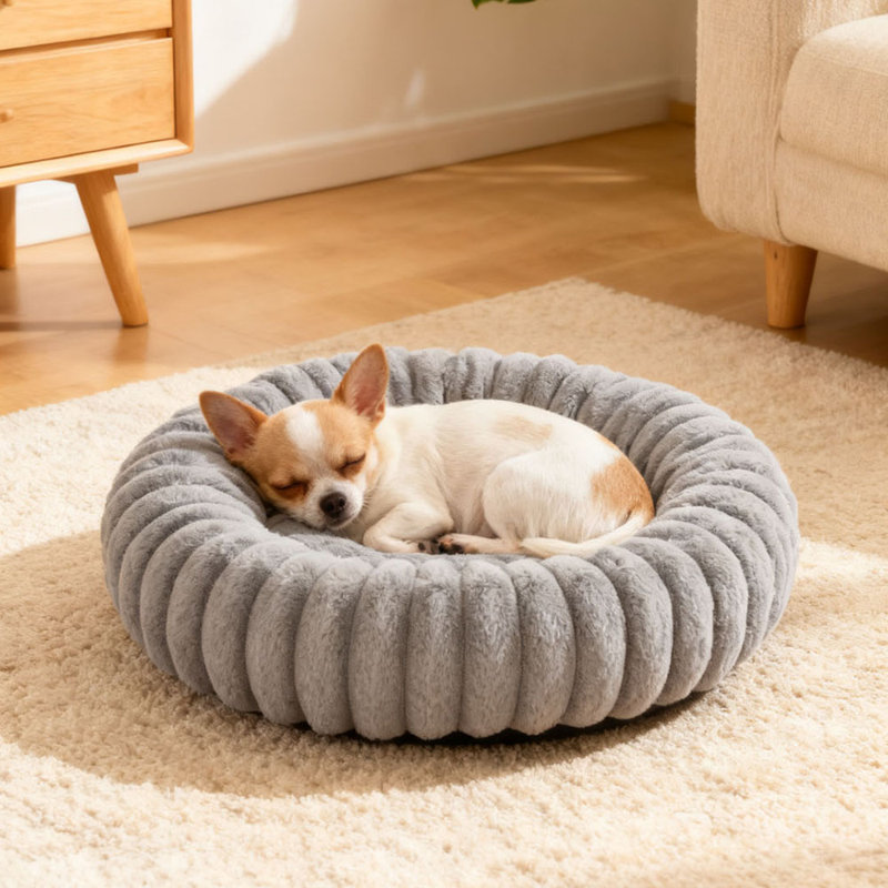 Faux Fur Pet Bed, Grey, 60cm W x 60cm D