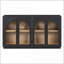 Buffet Buffet, rangement à 4 portes en verre avec tablettes réglables (noir) | Base en bois d'hévéa | Panneau de fibres à densité moyenne + placage de chêne-1709840380