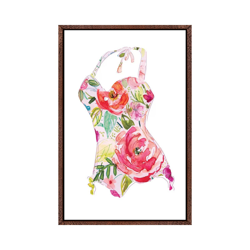Tropical Swimwear II by Carol Robinson - Painting on Canvas, Classic Brown Wood Framed, 101.6 cm H x 66.04 cm W