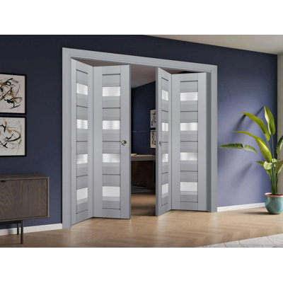 Veregio Frosted Glass Paneled Solid Manufactured Wood Standard Door Slab