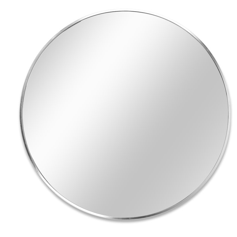 Miroir rond en métal, 32" x 32", Silver, Métal métal
