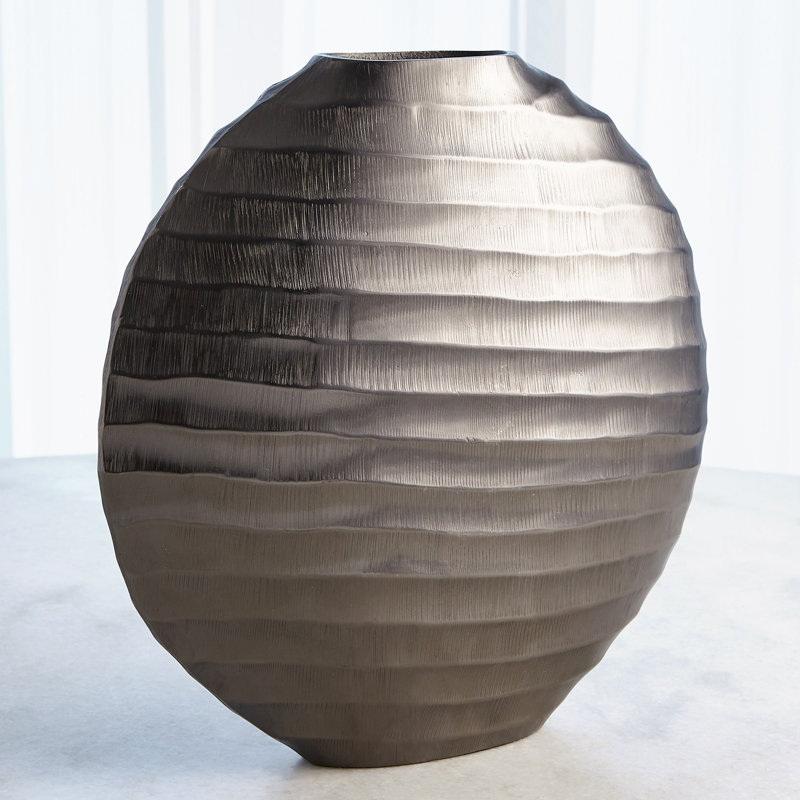 Aluminum Table Vase, Black Nickel, 15.25" H x 15.5" W x 4" D