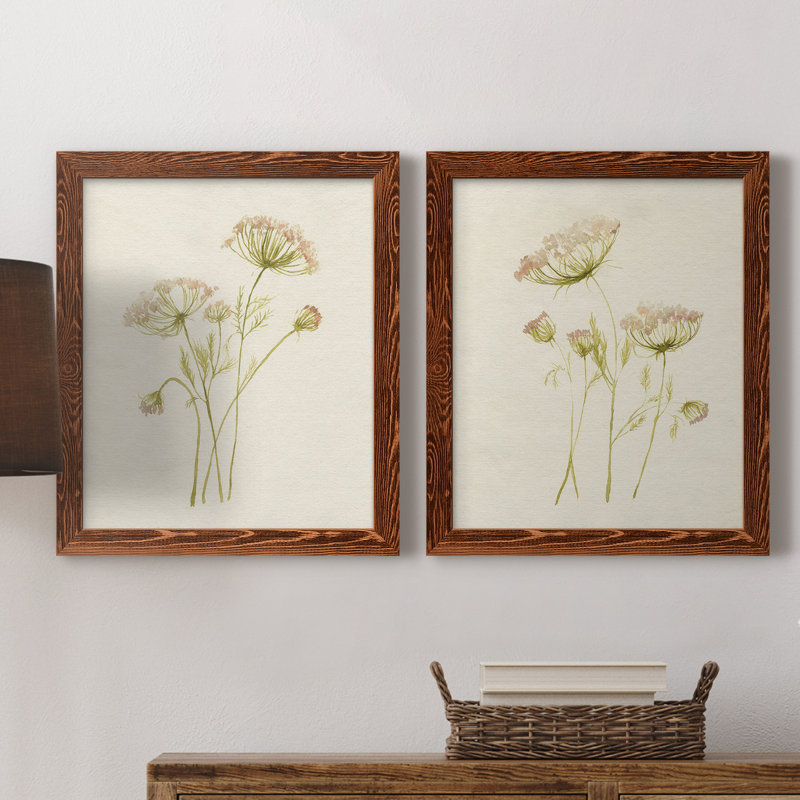 «Blush Lace I», ensemble de 2 peintures sur toile encadrées, Brun, H 24 po x l 36 po x P 1,5 po