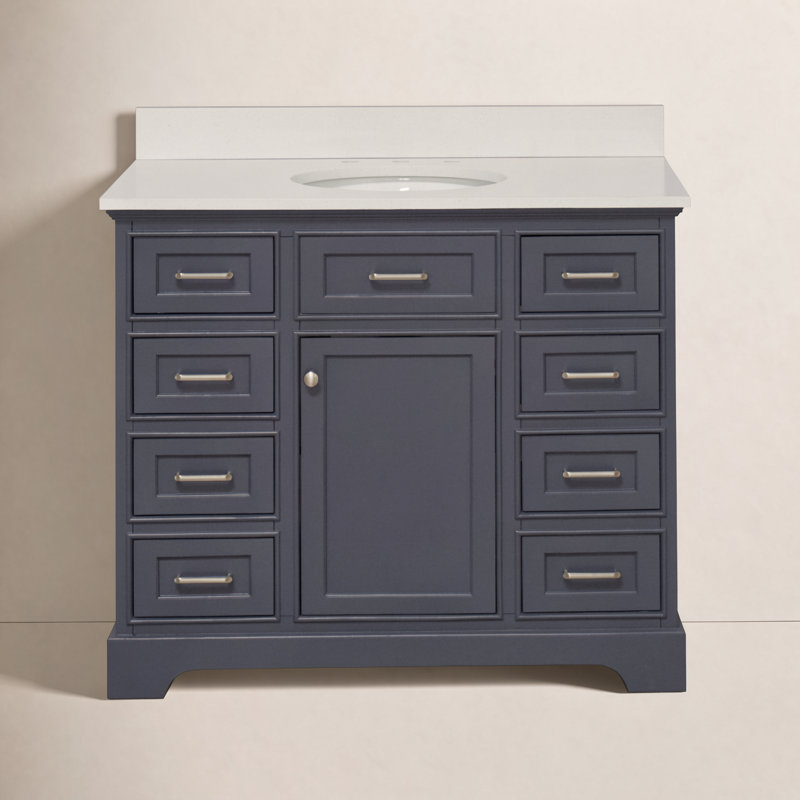 Ensemble de meuble-lavabo simple 42 po Ronnie, Gris anthracite, Quartz
