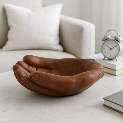 12" Unique Decorative Polyresin Baseball Glove, Classic Brown