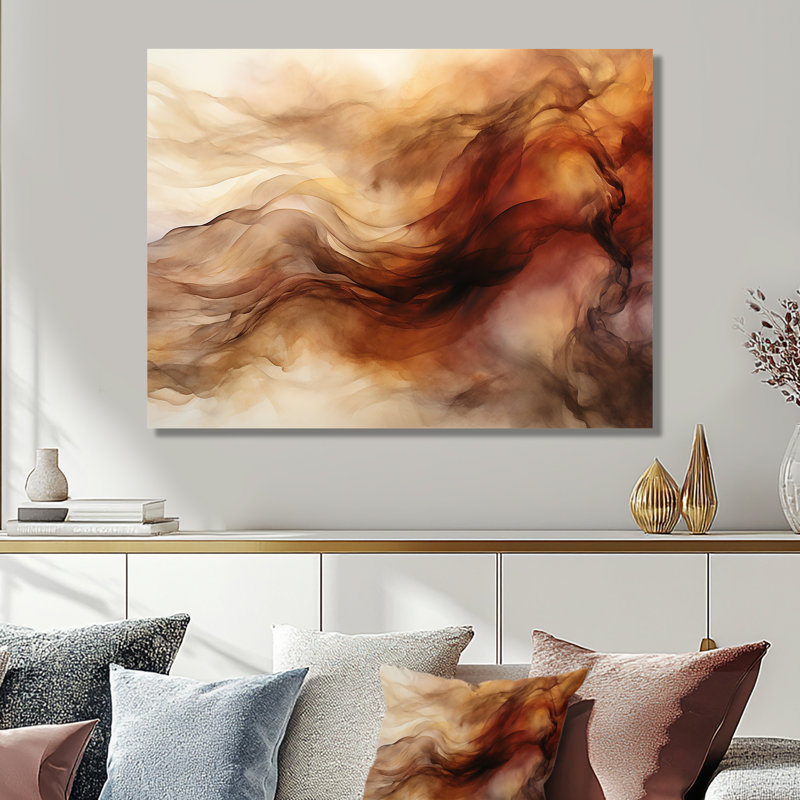 Maroon Darkness Watercolor Clouds - Art abstrait sur toile, encre liquide abstraite, Métal métal, H 24 po x l 32 po x P 1 po