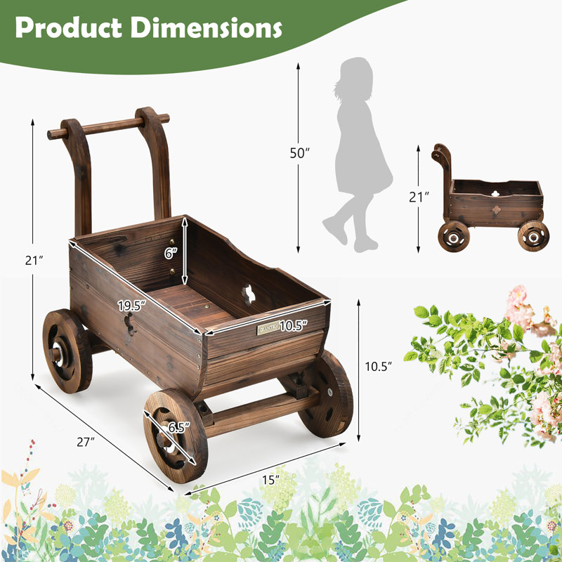 Jardinière en bois avec brouettes Anirduh