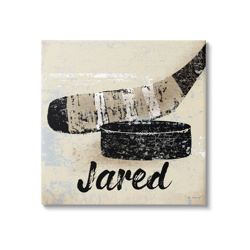 «Vintage Hockey Puck cmw-099», art mural personnalisé, Oui, Estampe numérique Farmhouse, H 17 po x l 17 po