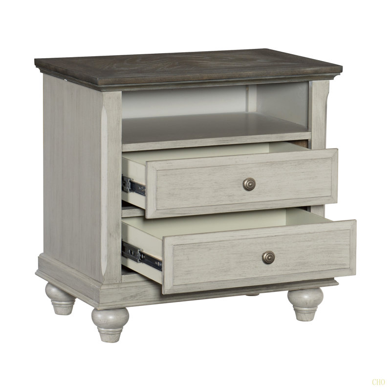 Table de chevet classique 1Pc avec 2X tiroirs et rangement