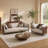 Elegant Solid Wood Frame Leather Sofa With 4 Unique Accent Pillows-123176104