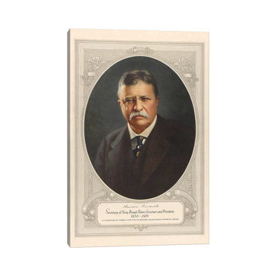 Vintage American History Print Of President Theodore Roosevelt by Stocktrek Images - Wrapped Canvas Gallery-Wrapped Canvas Giclée