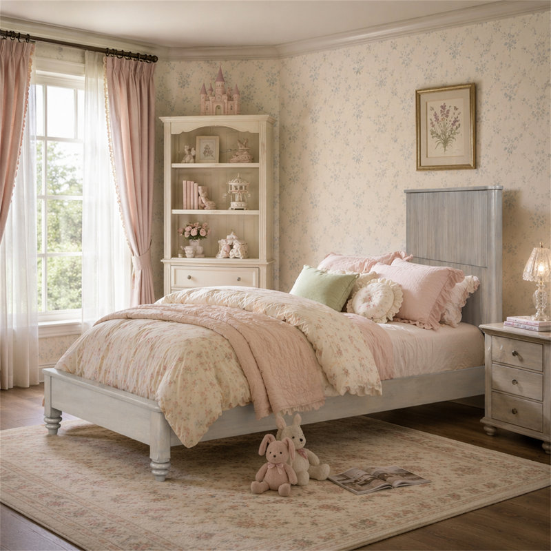 Base de lit en bois massif, Grand lit, Beige