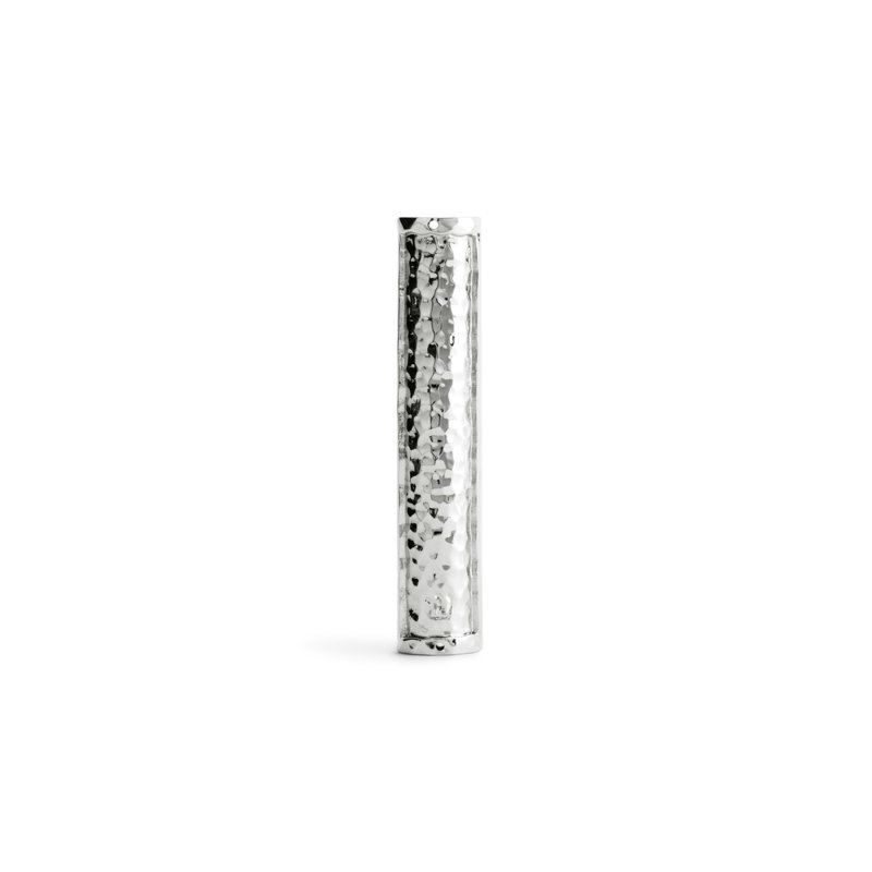 Hammertone Mezuzah, 4.35" H x 1" W x 1" D, Silver