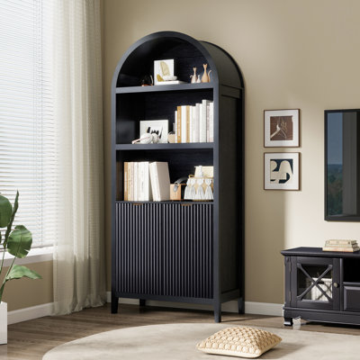 Arched Storage Bookcase, Modern Arch Bookshelf, Arch Cabinet Solution, 5-Tier Adjustable Shelving, 15.4"D x 30.8"W x 71.3"H by Ophelia & Co.