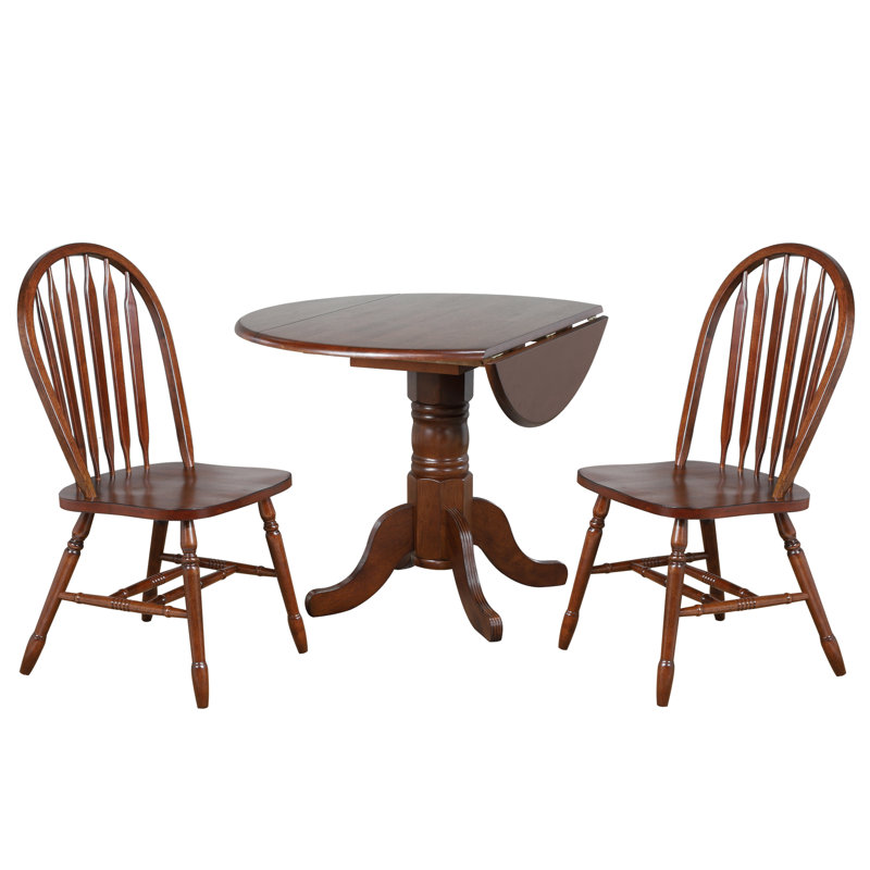 Ashelman Solid Wood Top Pedestal Dining Set, Light Oak, Nutmeg/Light Oak, Brown