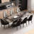 Dining Table Set For 8 With 78.7''-110.2'' Extendable Sintered Stone Dining Table Top And 8 Faux Leather Dining Chairs-584647568