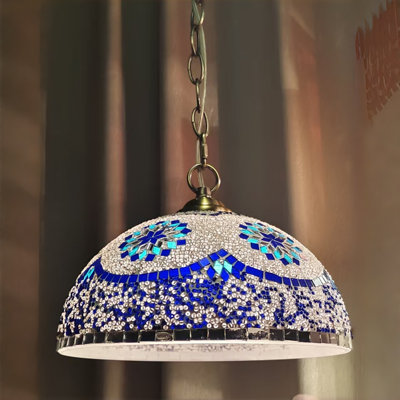 Luminaire suspendu 12 "en verre Tiffany avec quincaillerie en laiton