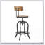 Tabouret de bar pivotant avec bois de sapin, siège en similicuir capitonné à losanges et hauteur réglable pour plus de confort et de style