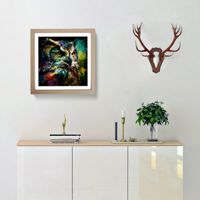 Owl Abstract Expressionism - Framed Print