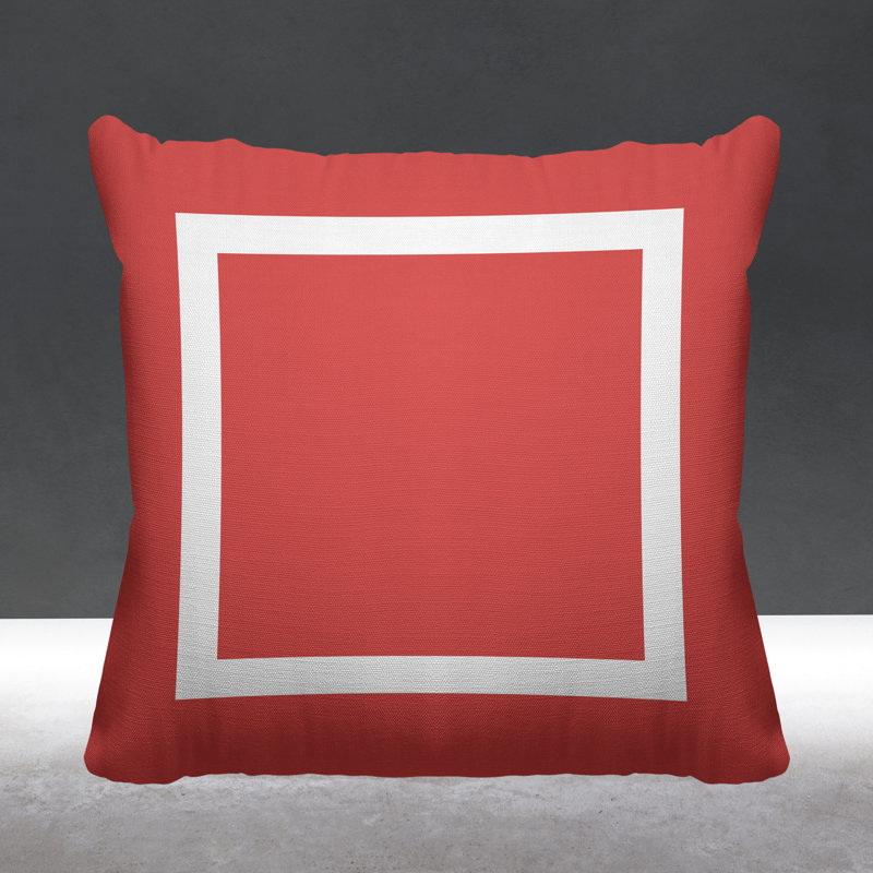 Luella Geometric Outdoor Reversible Throw Pillow, 15W" x 15H", Coral