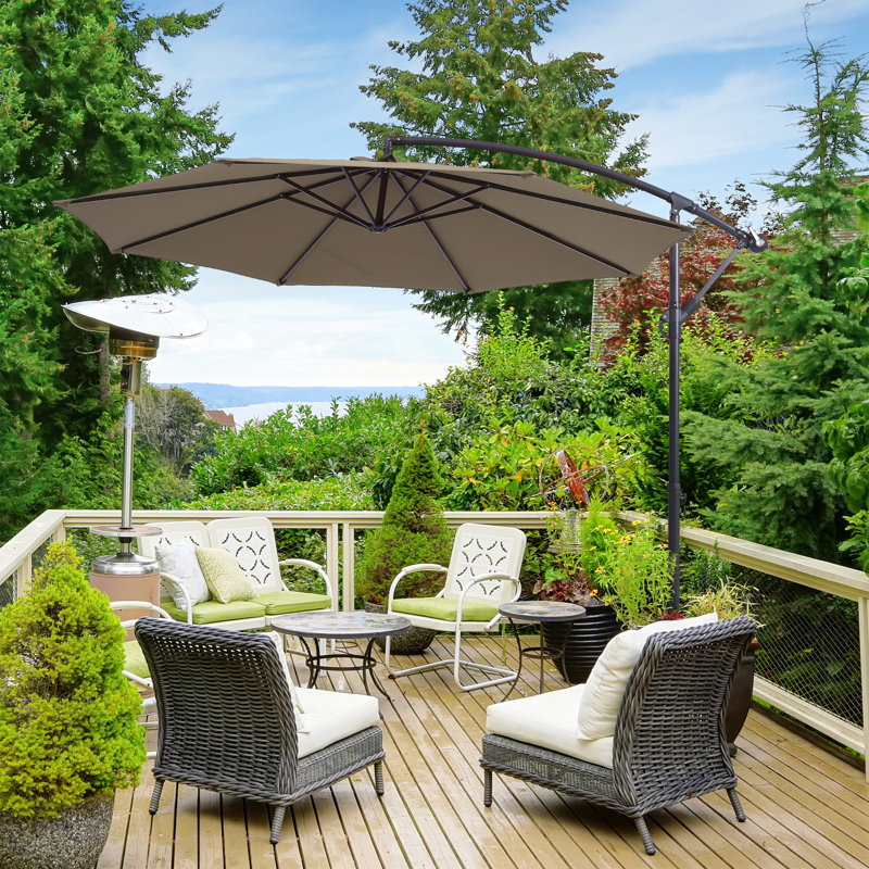 Parasol en porte-à-faux rond 120 "Atanase, Taupe