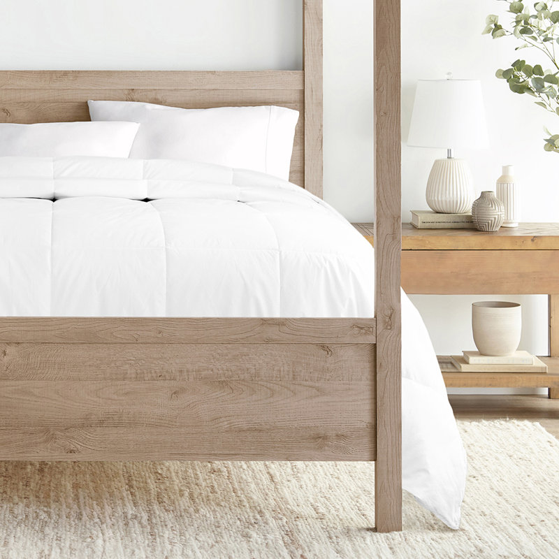 100% Cotton Down Alternative Comforter - Vintage Washed and Brushed Cotton Shell, Hallow Fiber Down Alt Fill, Super Plush