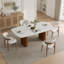 Table de salle à manger extensible en pierre frittée de 63 à 94 po, table de salle à manger à base piédestal en noyer moderne pour 6 à 8 personnes, table de salle à manger rectangulaire extensible