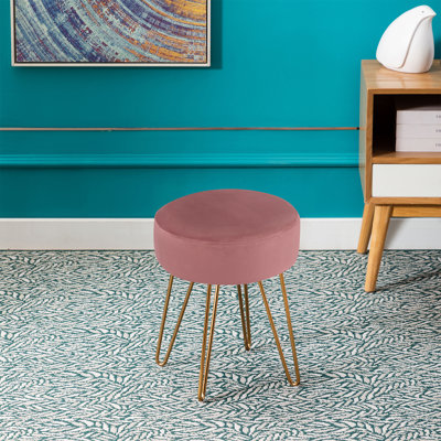 Tabouret de coiffeuse en velours rond et fer Foerster
