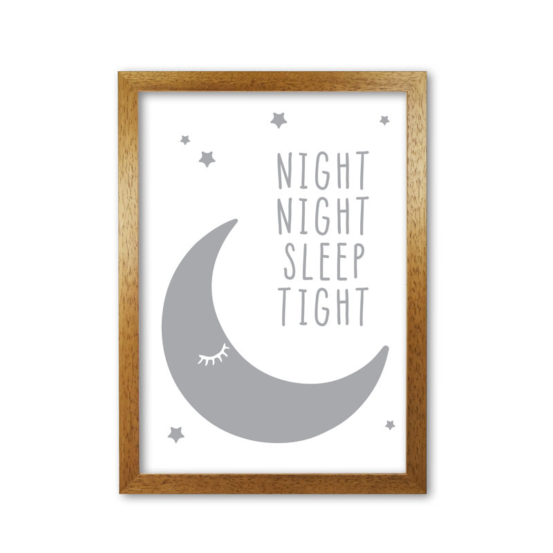 Night Night Moon - Print, Honey Oak Frame, 42 cm H x 30 cm W x 5 cm D