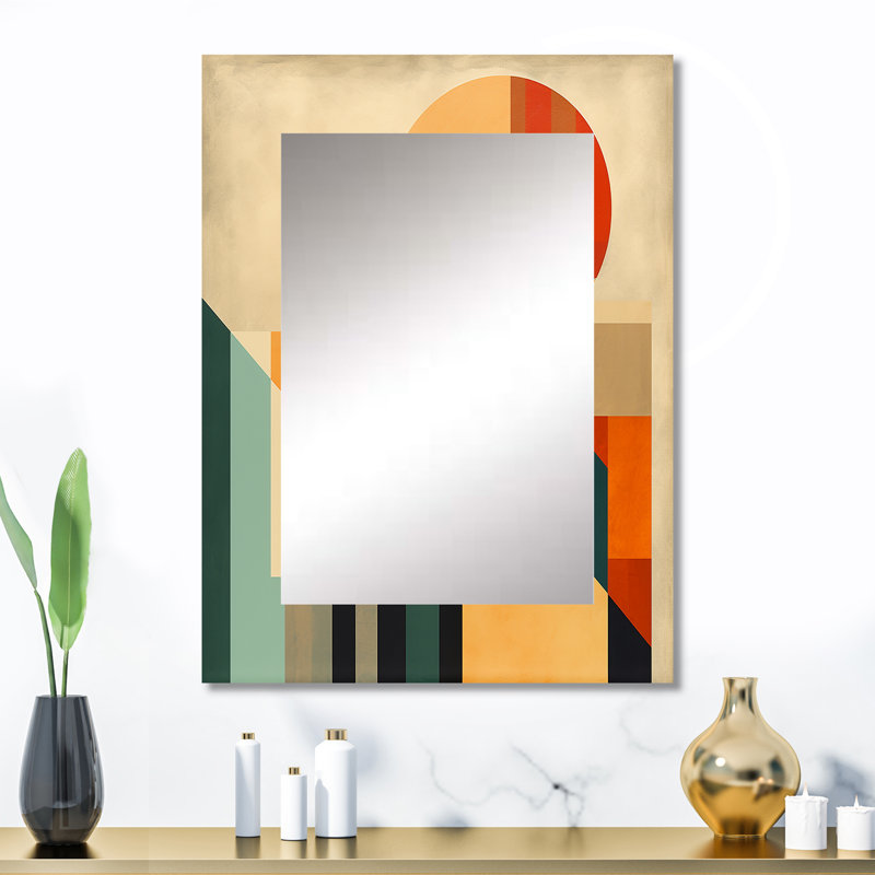 Full Moon Symphony Midcentury Abstract I - miroir décoratif moderne Midcentury, miroir mural bleu, impression d'art en métal