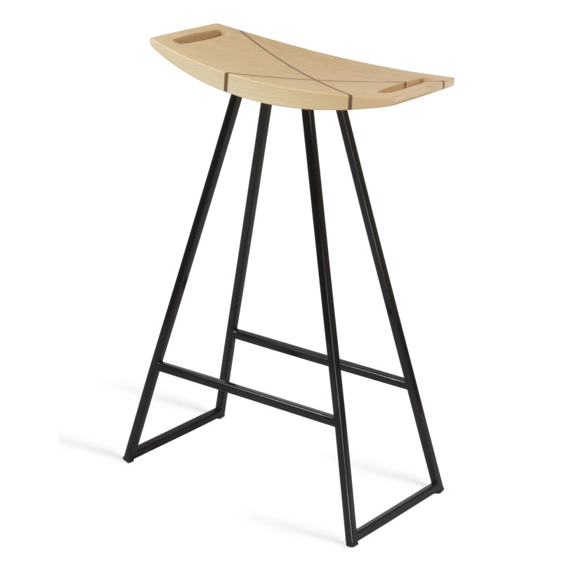 Tabouret de bar et de comptoir Robert, Noir, noir, noir, noir, Érable, Tabouret de comptoir (siège d'une hauteur de 24 p