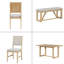Ensemble de salle à manger 6 pièces, 1 table rectangulaire avec base à tréteaux conçue, 4 chaises rembourrées et 1 banc pour la salle à manger et la cuisine-1743832103