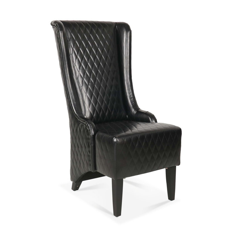 Fauteuil à oreilles large 23,03 po Rivah, Similicuir noir, 1 