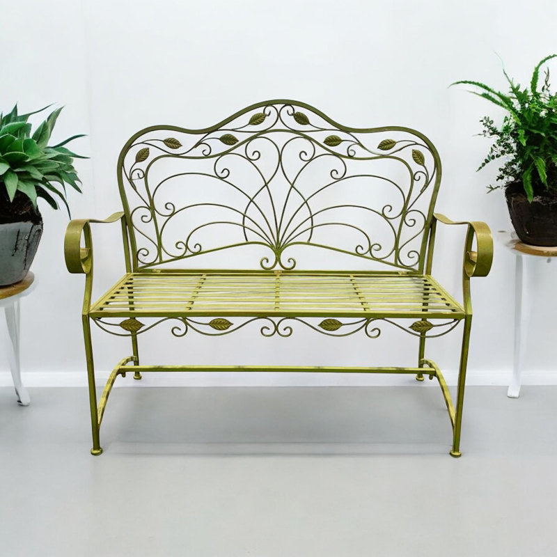 Metal Garden Bench, Green