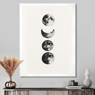 Black Beige Moon Phase Simplicity I - Picture Framed Wall Art