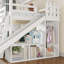 Lit superposé simple au-dessus d'une maison double avec échelles, glissoires et rangement, maisonnette pour enfants-907113491
