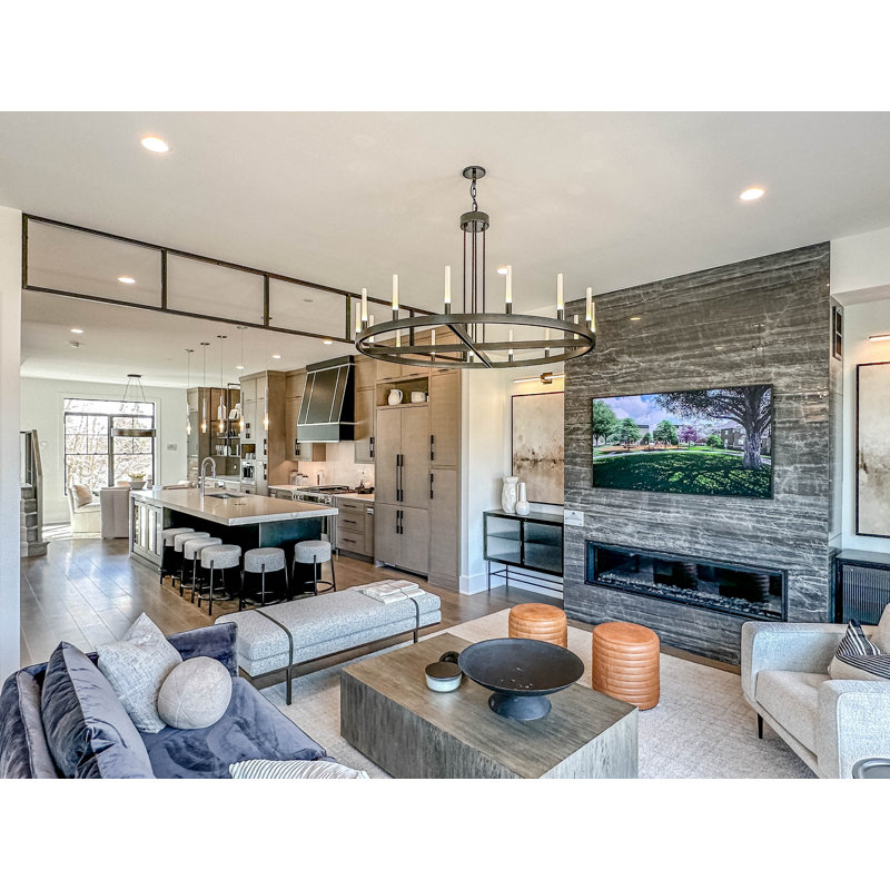 Briarcliff 15 - Light Dimmable LED Wagon Wheel Chandelier, Black