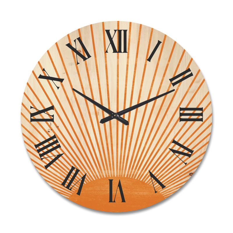 Horloge murale en bois Sun Print III, Très grand