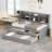 Twin Wooden Bed With Built-In Shelf Storage, 3 Storage Compartments And Trundle In Grey Book Spacious Drawers +-1179192963