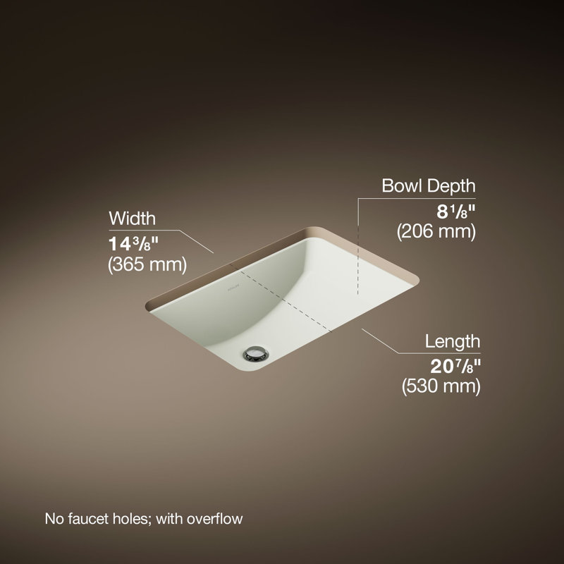 Ladena Vitreous China Rectangular Undermount Bathroom Sink, Dune