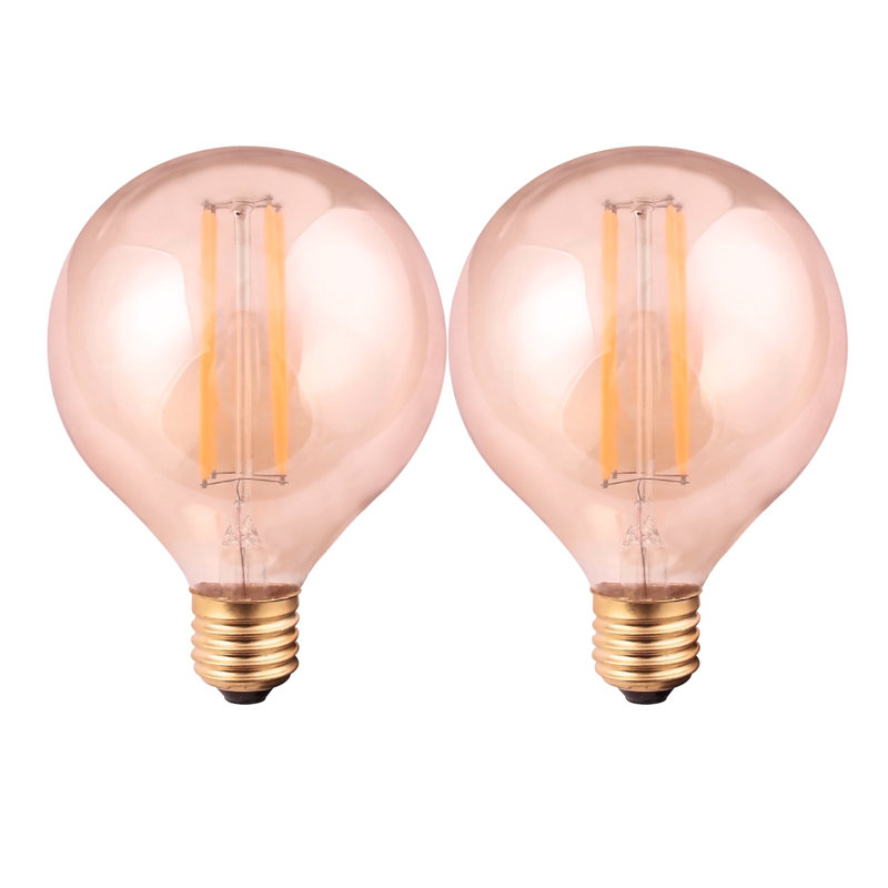 8W E27 Dimmable LED Globe Light Bulb Amber (Set of 2)