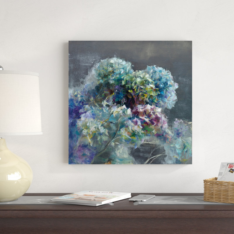 " Abstract Hydrangea Dark " by Danhui Nai Painting Print, 20" H x 20" W x 1.25" D