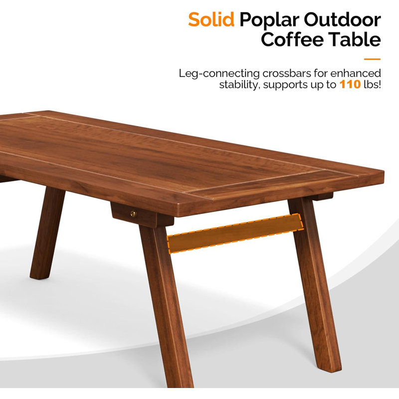 Table basse rectangulaire pliante en bois