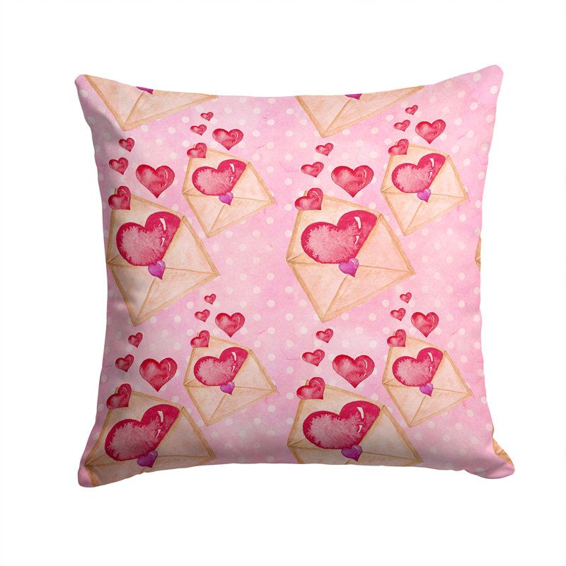 Coussin extérieur lettre d’amour aquarelle, 14 po x 14 po