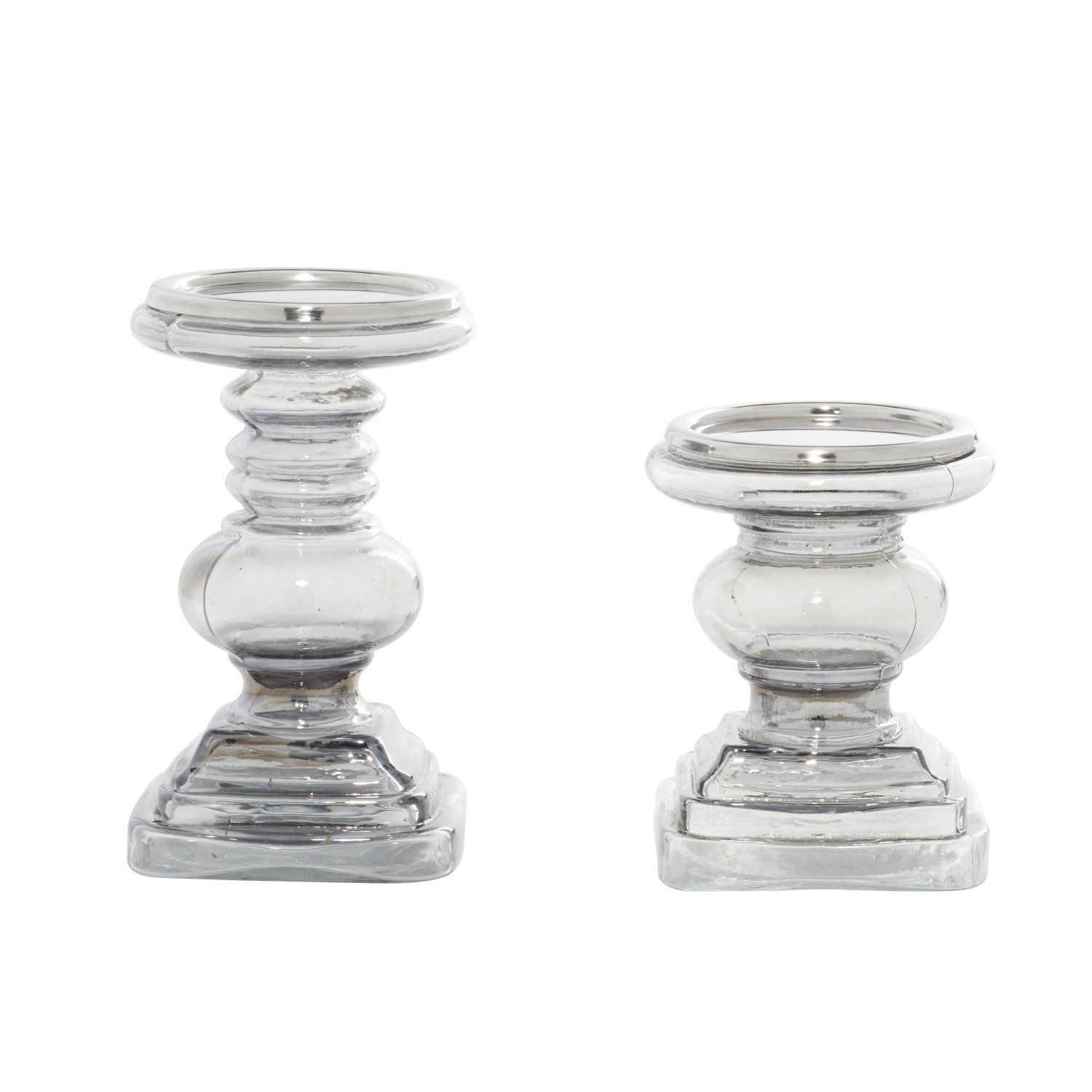 Mercury Glass Pillar Candle Holders