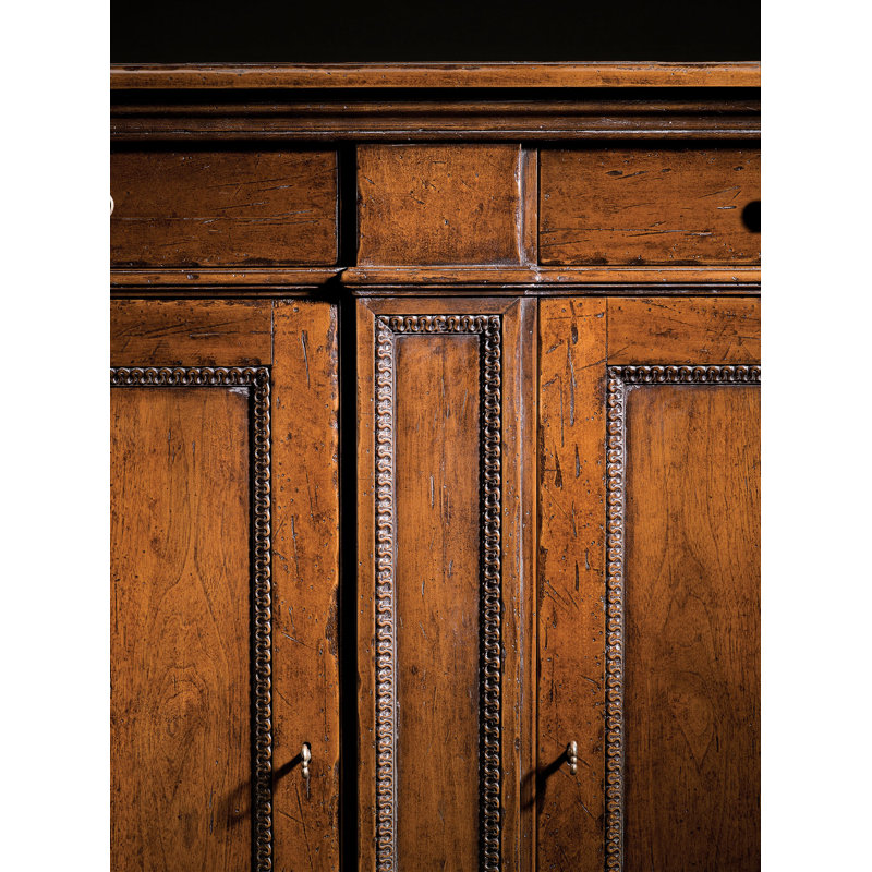 57" Wide 2 Drawer Walnut Wood Sideboard