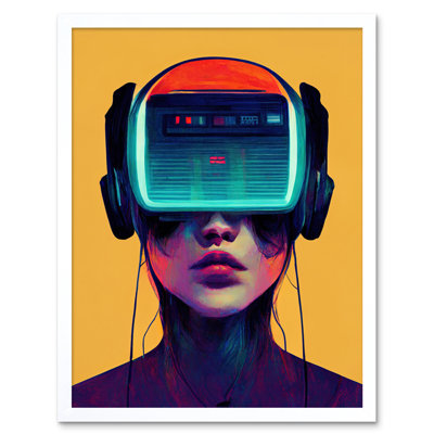 Gamer Gaming VR Videogame Headset Woman 1 Piece Wall Art
